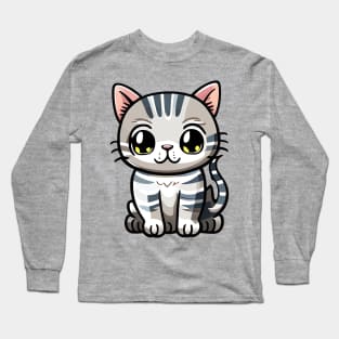 Kawaii Silver British Shorthair Cat Long Sleeve T-Shirt